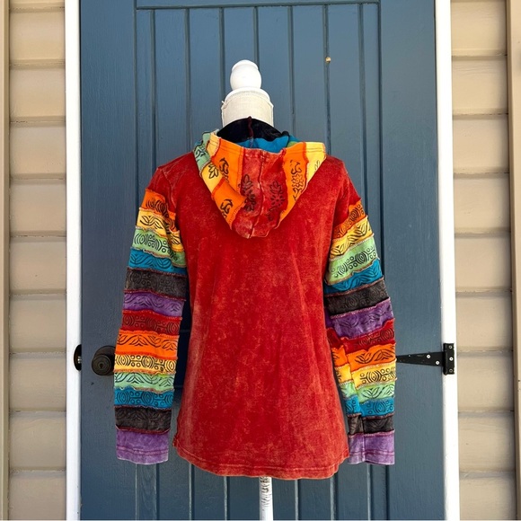 Vintage Greater Good Y2K rainbow Hippie Boho Hoodie Jacket Size Small - Picture 3 of 8